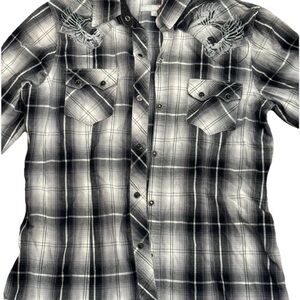 Womens Tin Haul Sz Small Western Pearl Snap Shirt Long Sleeve